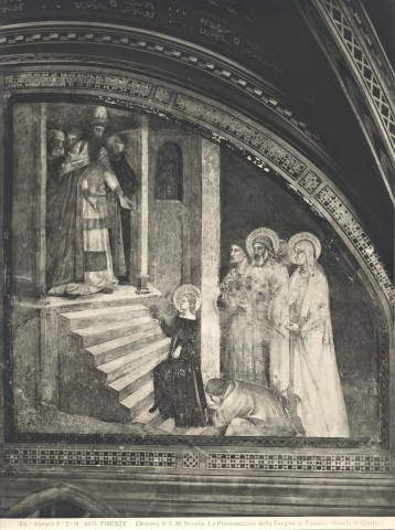 Alinari, Fratelli — Firenze. Chiostro di S. M. Novella. La Presentazione della Vergine al Tempio (Scuola di Giotto.) — insieme